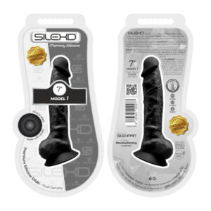 7 inch Realistic Silicone Dual Density Dildo with Suction Cup and balls Black - Image 3