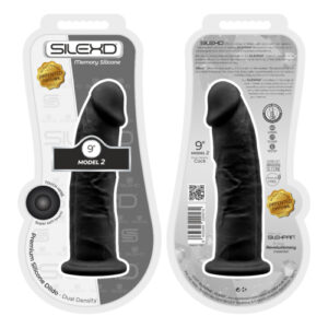 9 inch Realistic Girthy Silicone Dual Density Dildo with Suction Cup Black - Image 3