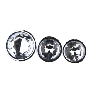 Toosh Metal Butt Plug Silver Set of 3 Clear Stone - Image 5