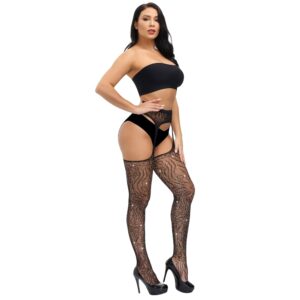 Lace by LJ Plus Size Suspender Pantyhose with Rhinestones - Image 4