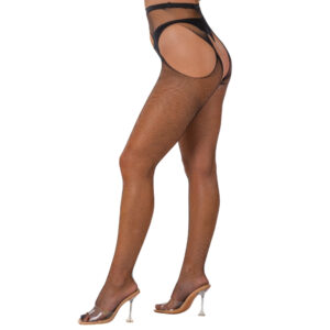 Lace by LJ Fishnet Crotchless Pantyhose Black - Image 3